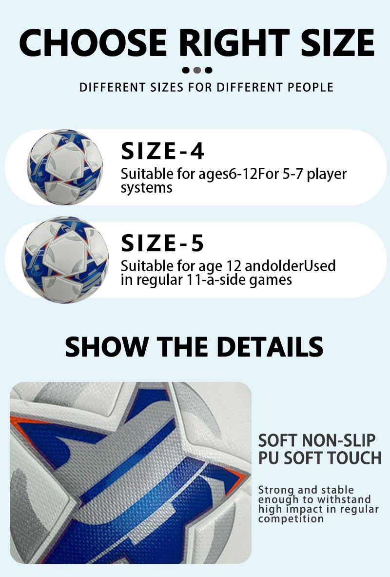 Waterproof soft match soccer ball